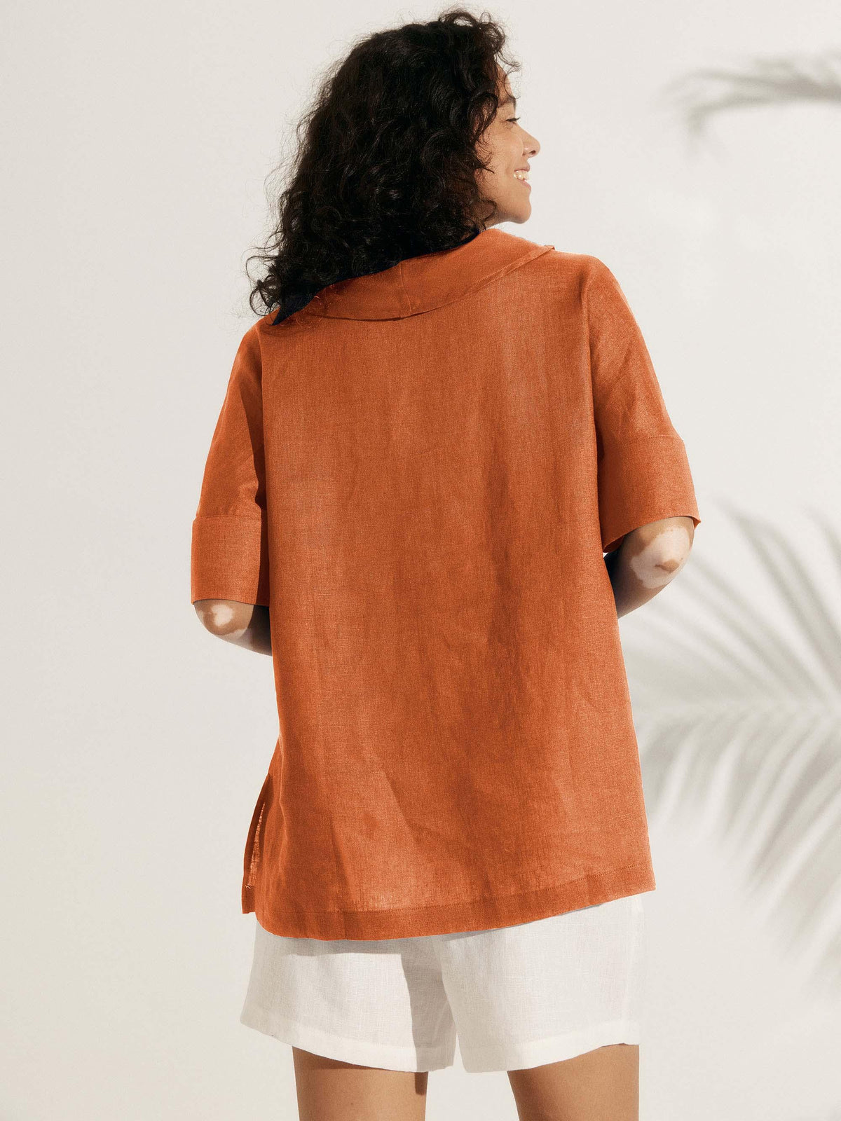 Linen V-Neck Short-Sleeve Shirt SIERRA