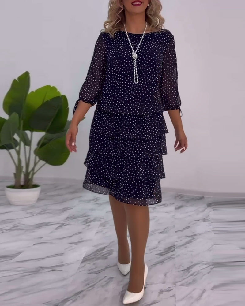 Blanche | Polka Tiered Dress With Tie-Slit Sleeves