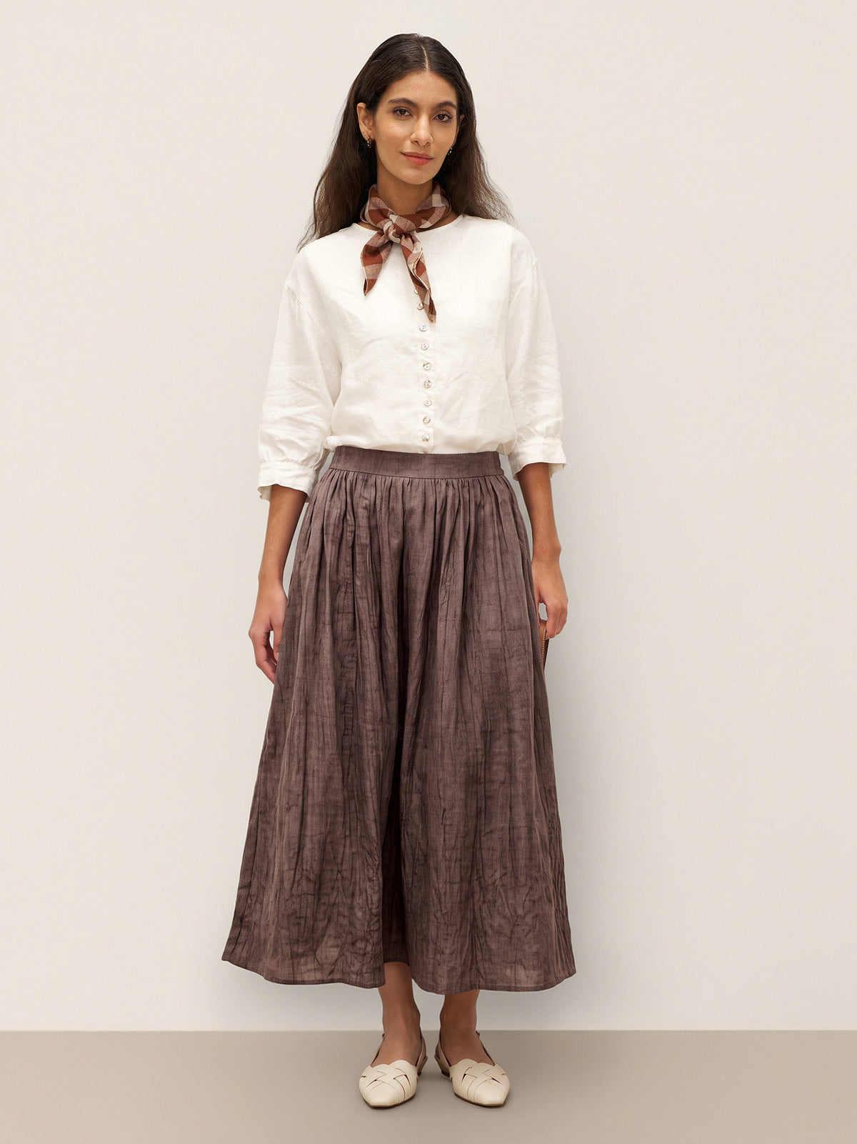 100% Linen Button-Front Drop Shoulder Shirt EASTER