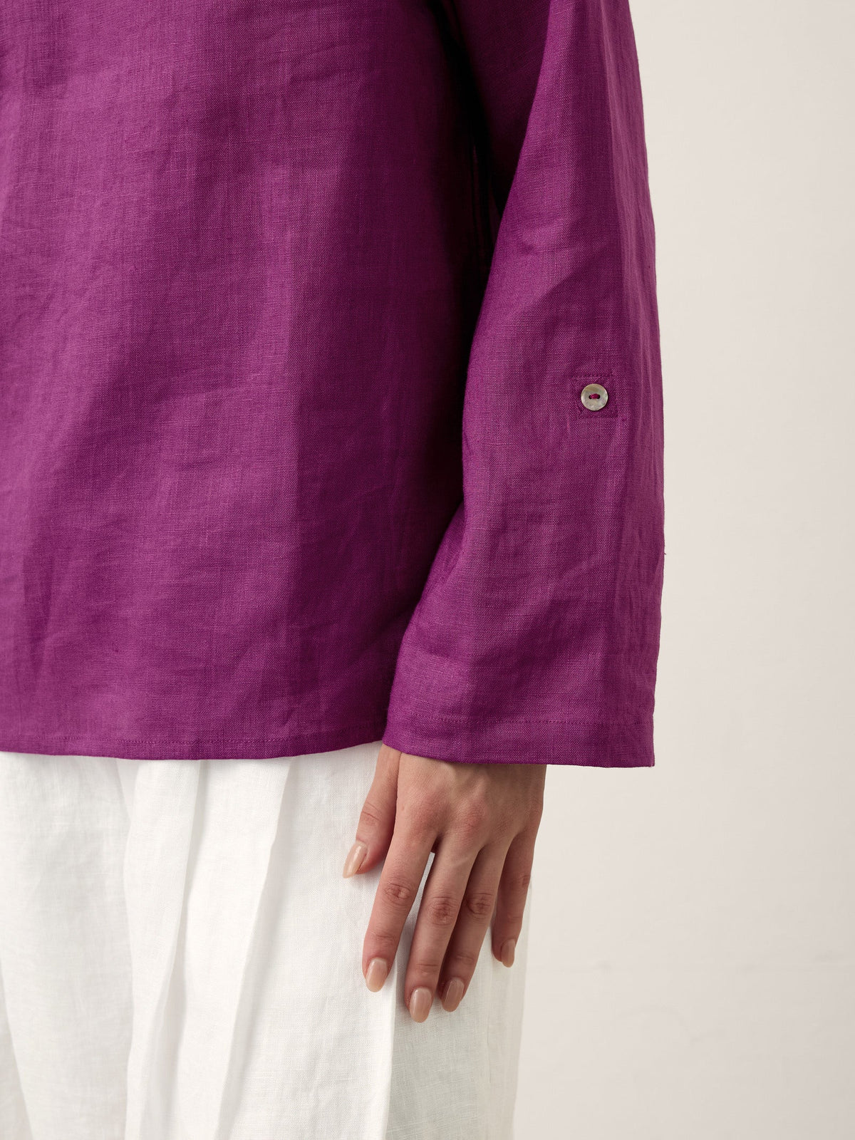 100% Linen Draped Neck Top HOLLIS