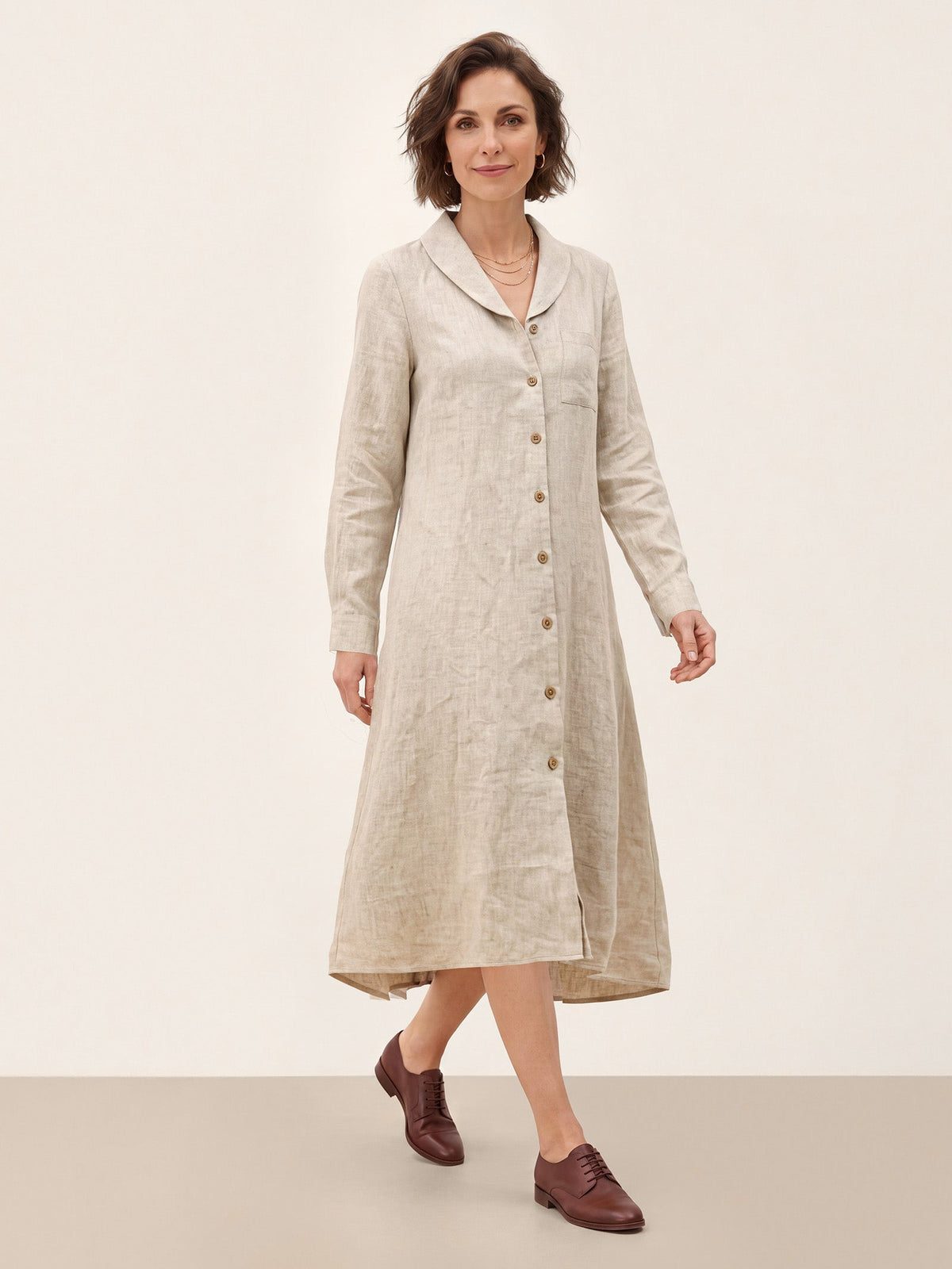 100% Linen Shawl Collar Longline Jacket MARIETTE