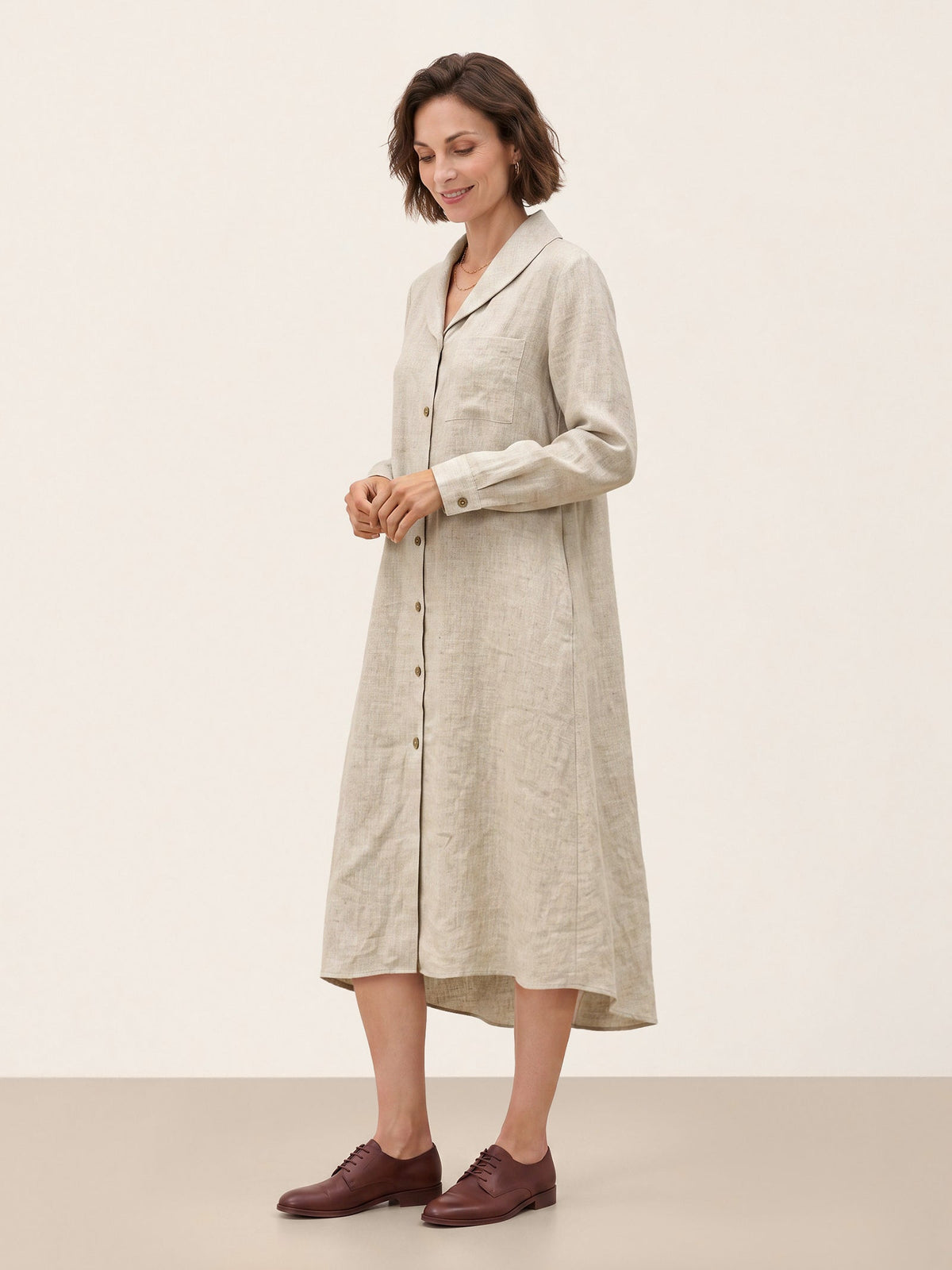 100% Linen Shawl Collar Longline Jacket MARIETTE