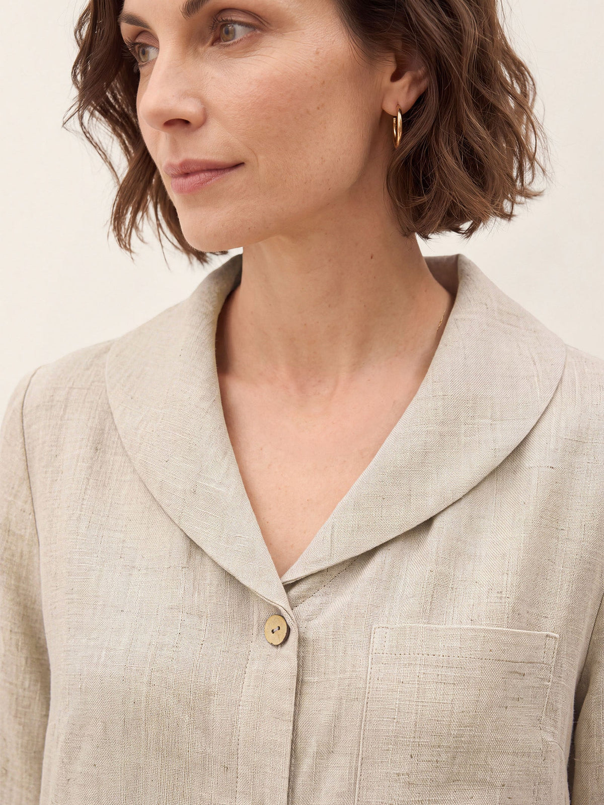 100% Linen Shawl Collar Longline Jacket MARIETTE
