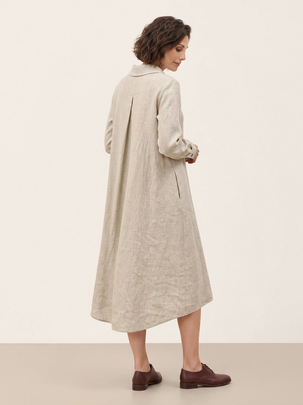 100% Linen Shawl Collar Longline Jacket MARIETTE