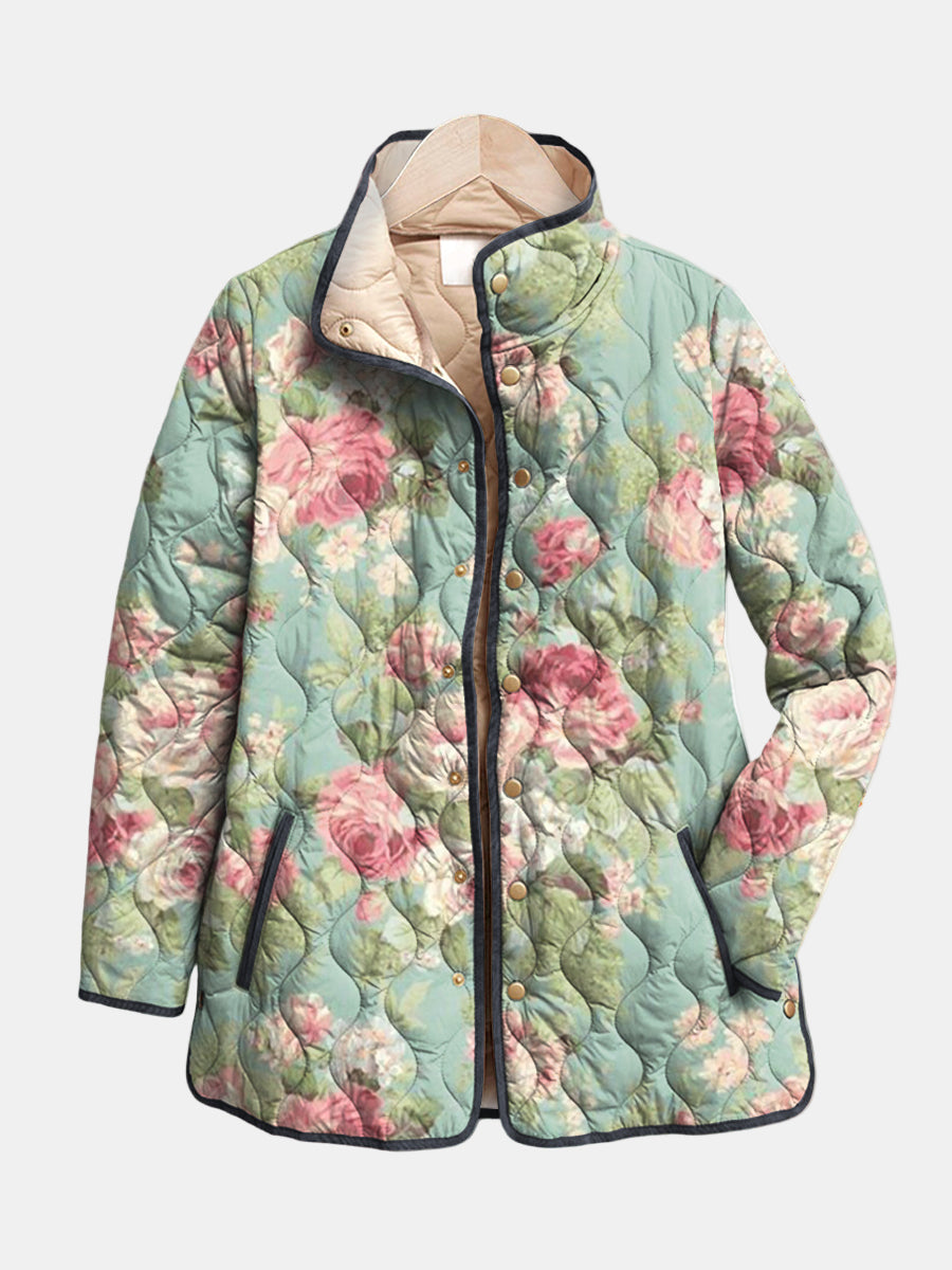 Grace | Floral Quilted Stand-Collar Jacket