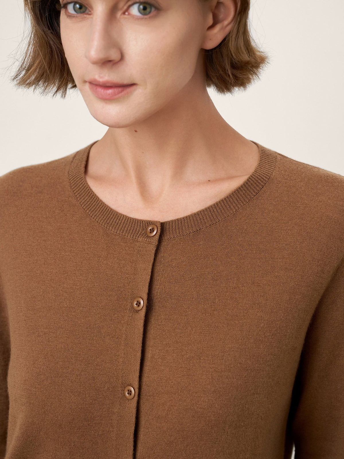 100% Extra-Fine Merino Wool Buttoned Knit Cardigan CAYLA