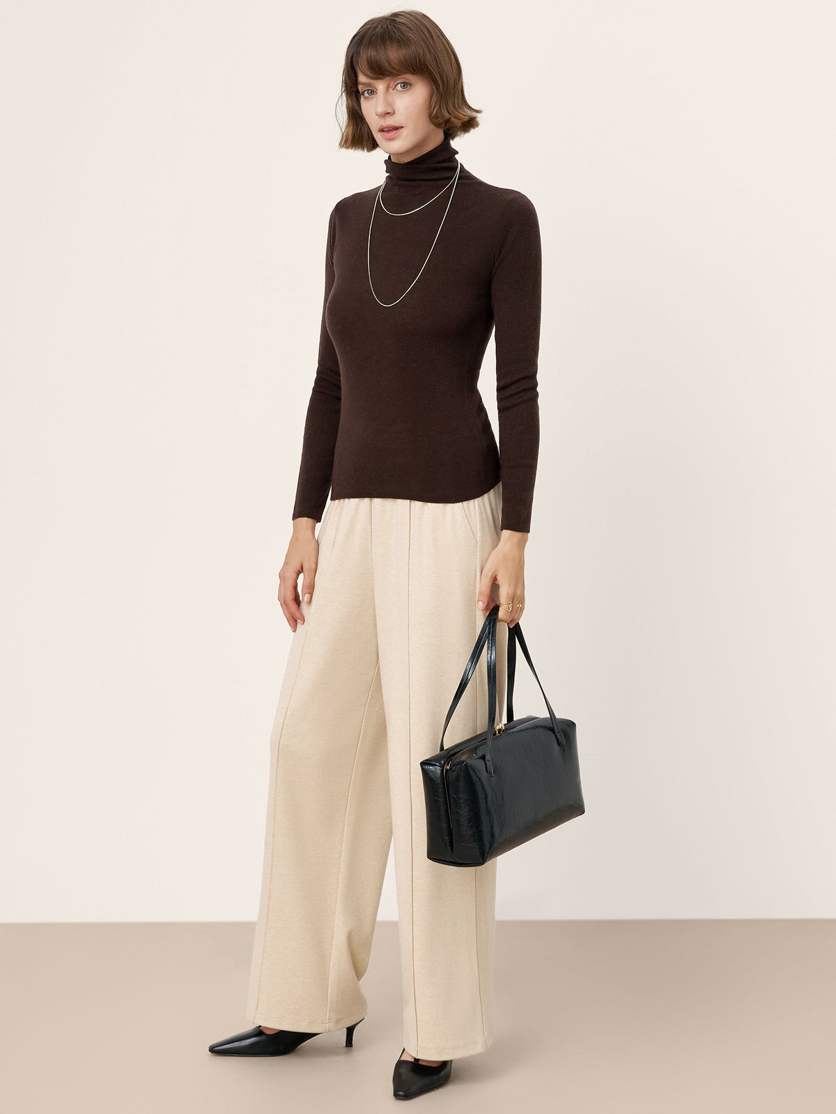 100% Extra-Fine Merino Wool Turtleneck Knit Sweater JOLENE