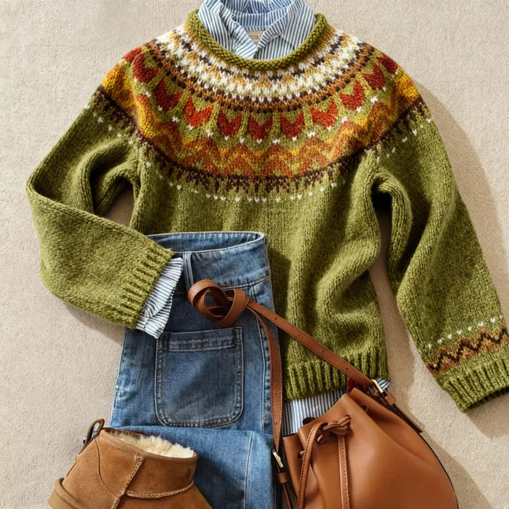 Astrid | Olive Fair Isle Jumper
