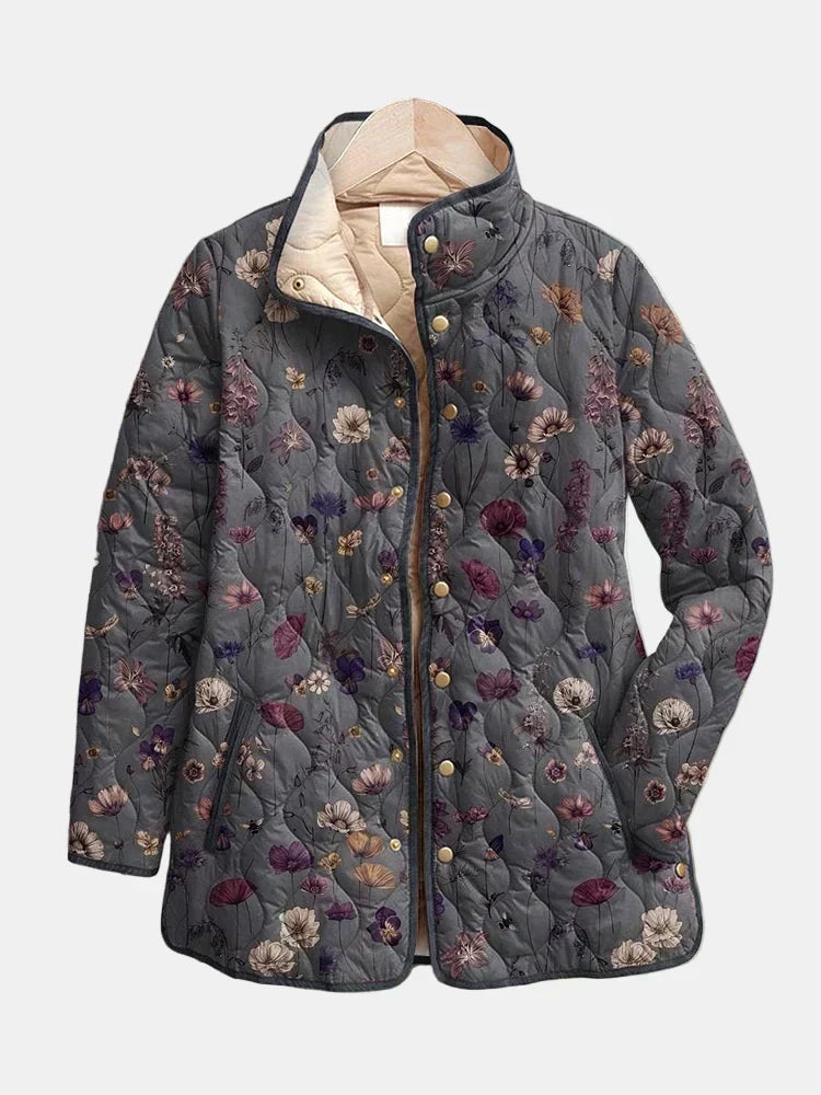 Claudette | Floral Quilted Stand-Collar Jacket