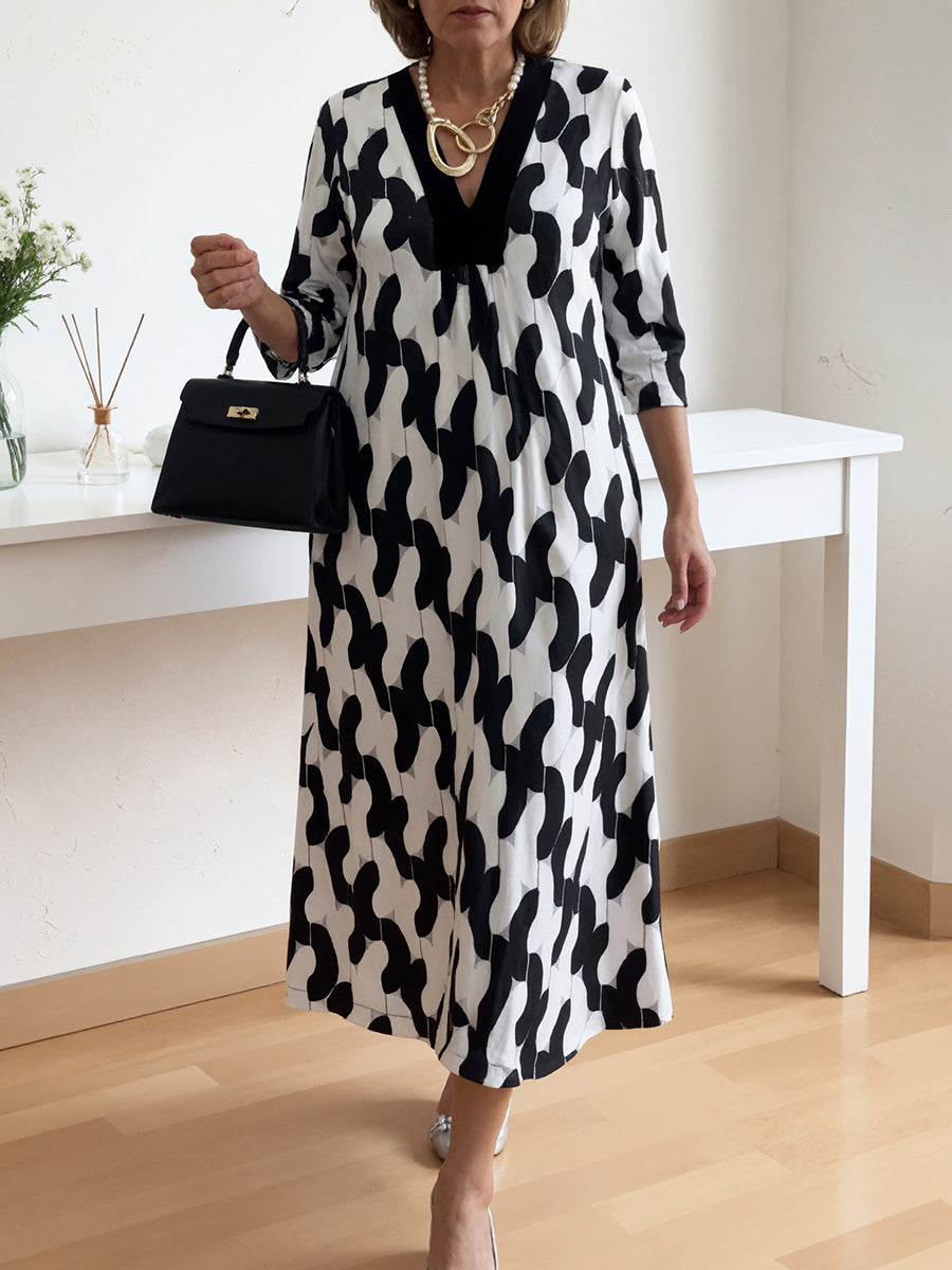 Joyce | Casual Chic Mid-Sleeve V-Neck Maxi Dress