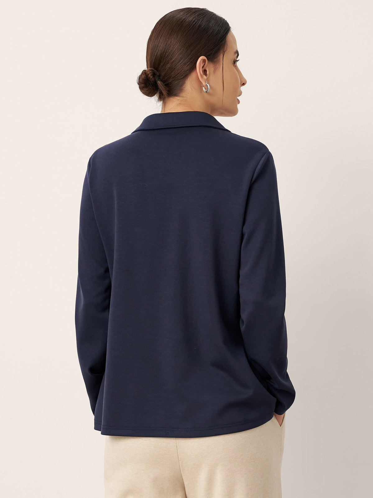 Notched Pleat Long-Sleeve Top JUNE