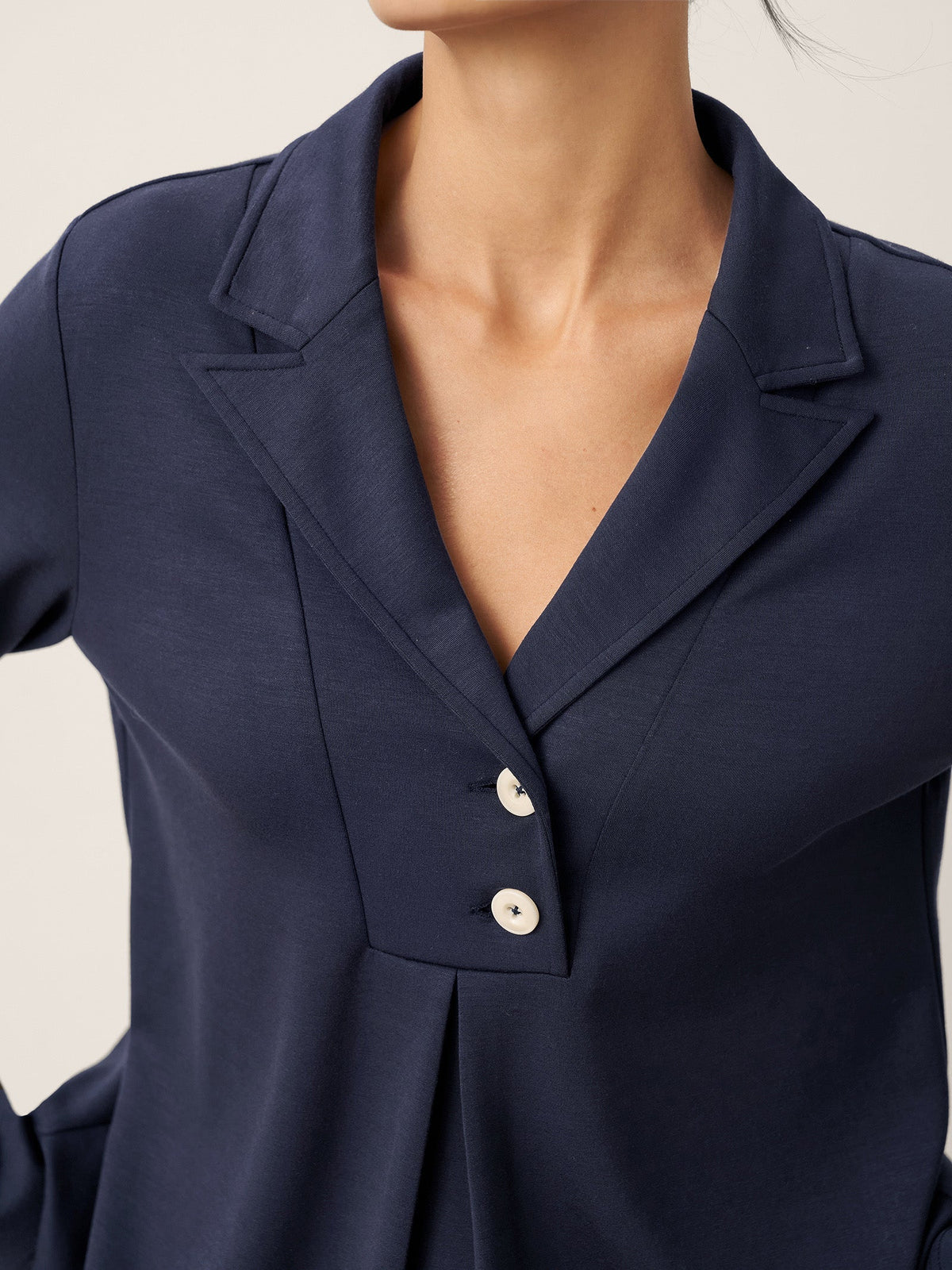 Notched Pleat Long-Sleeve Top JUNE
