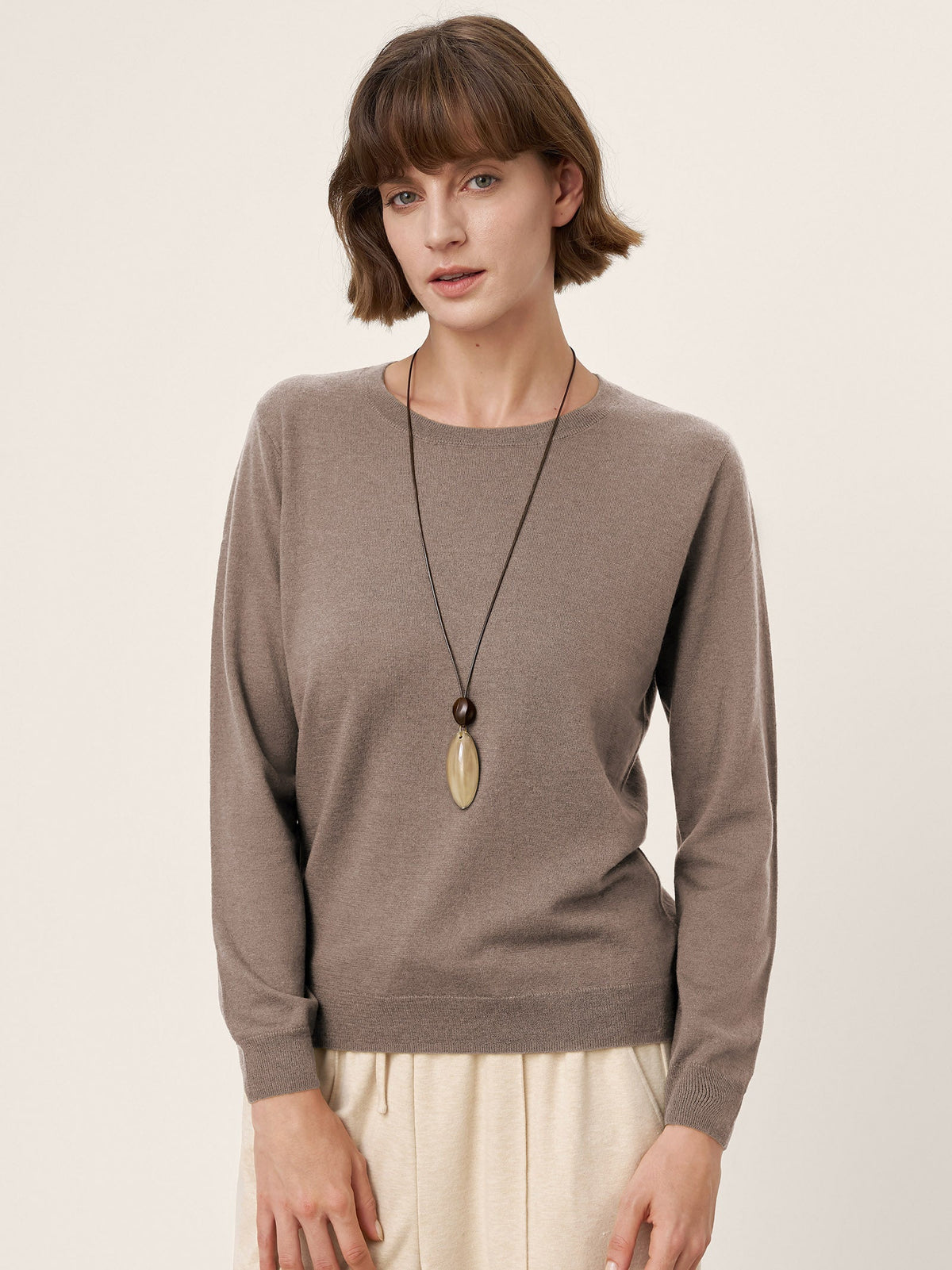100% Extra-Fine Merino Wool Essential Crew Neck Knit Sweater BRIDGET