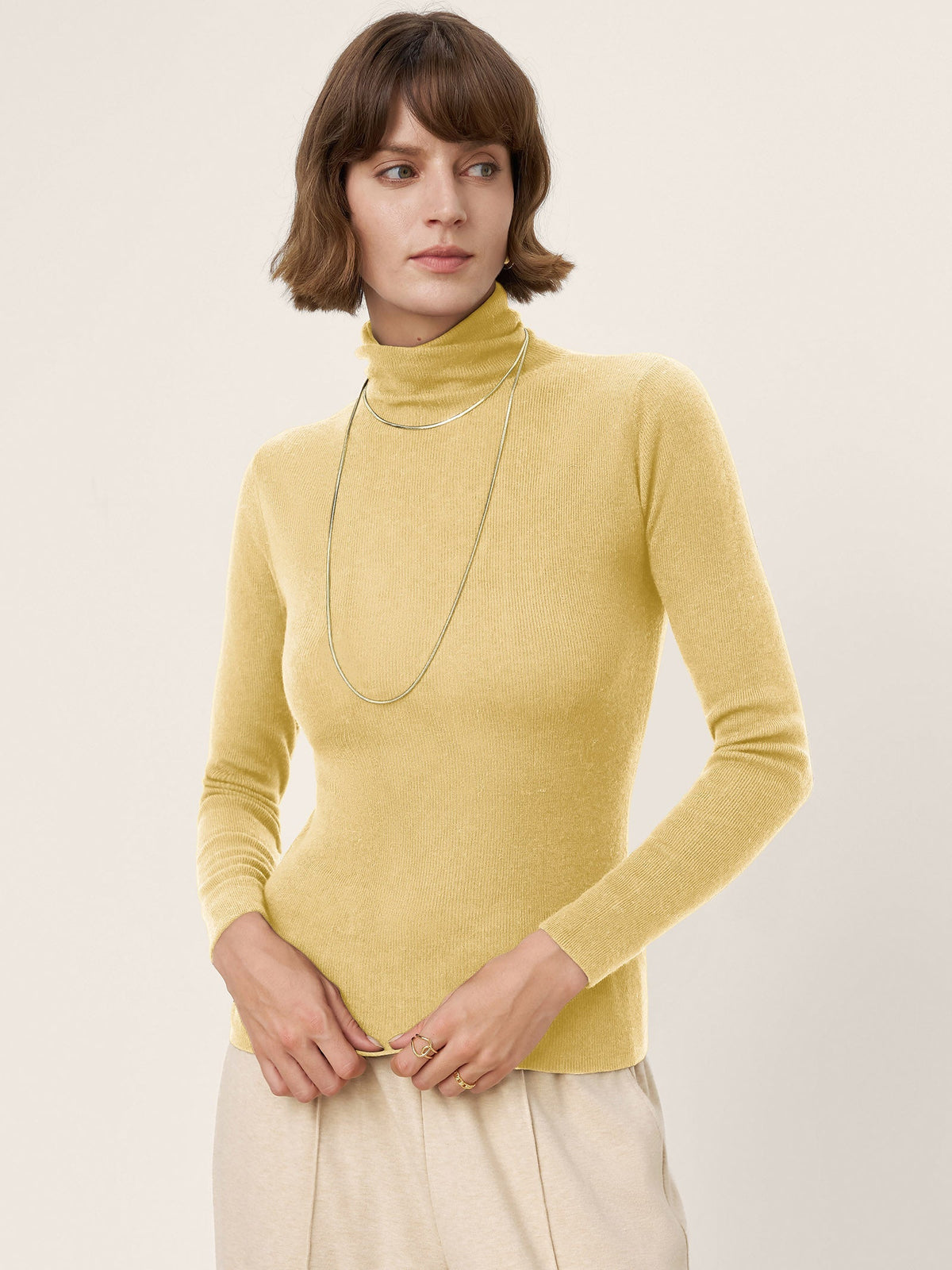 100% Extra-Fine Merino Wool Turtleneck Knit Sweater JOLENE