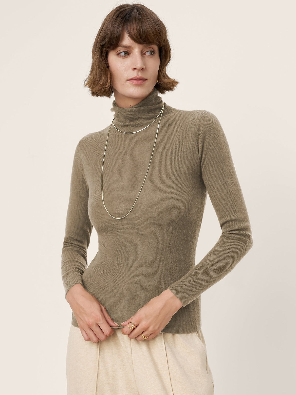 100% Extra-Fine Merino Wool Turtleneck Knit Sweater JOLENE