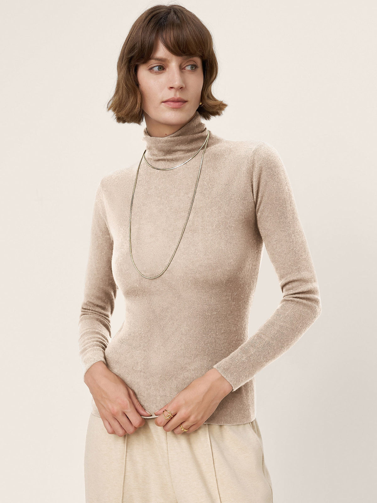 100% Extra-Fine Merino Wool Turtleneck Knit Sweater JOLENE