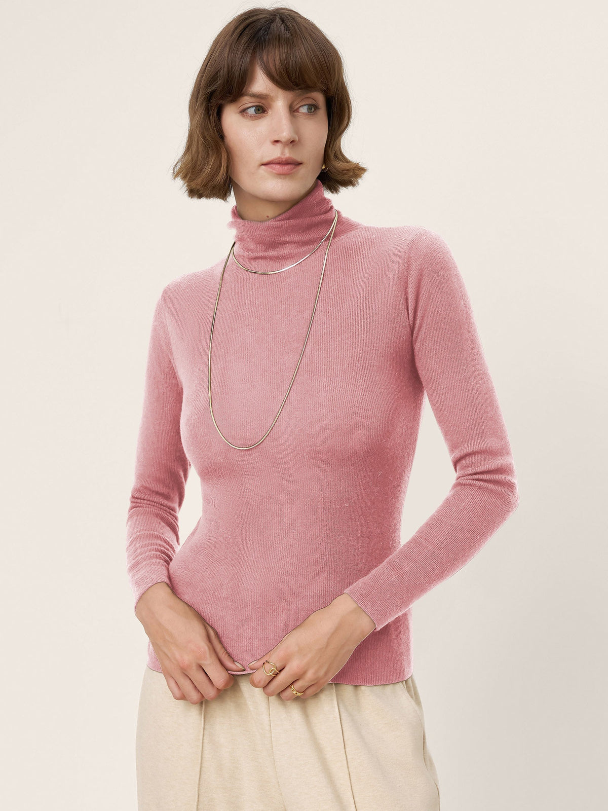 100% Extra-Fine Merino Wool Turtleneck Knit Sweater JOLENE