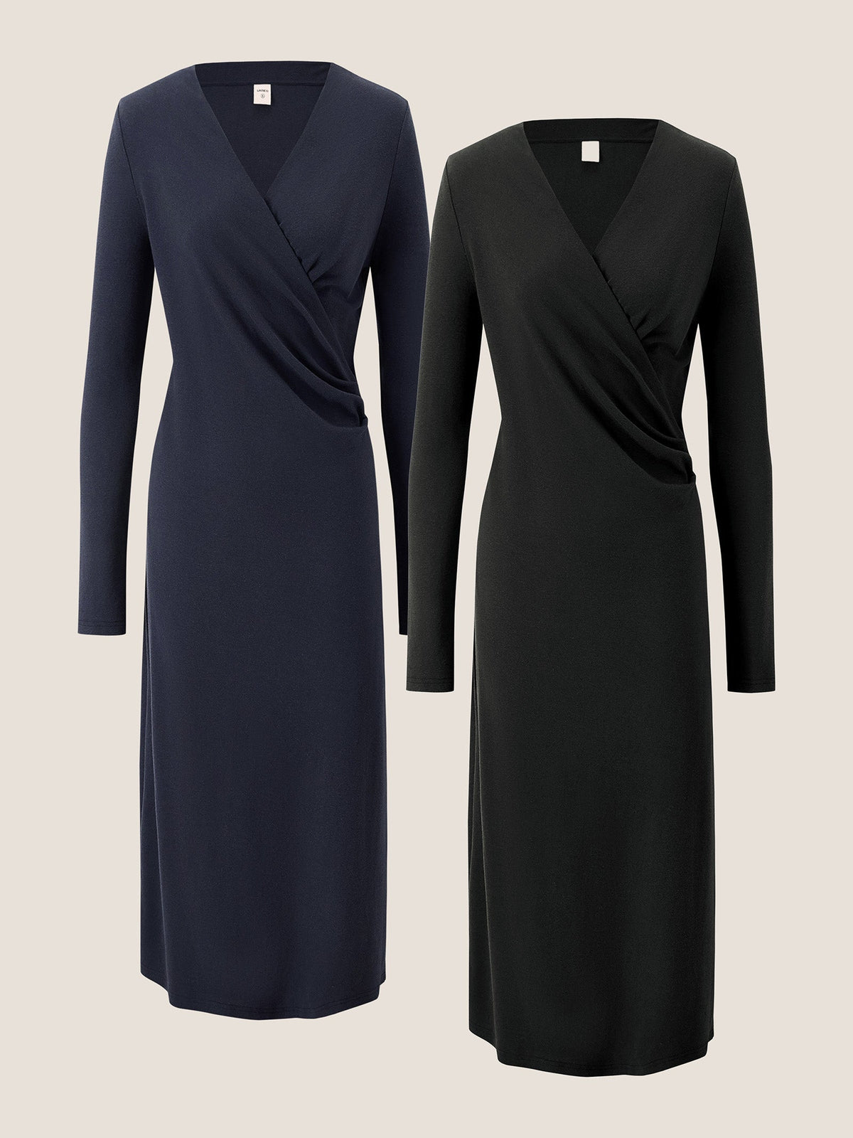 Crossover V-Neck Wrap Stretch Midi Dress MARNIE