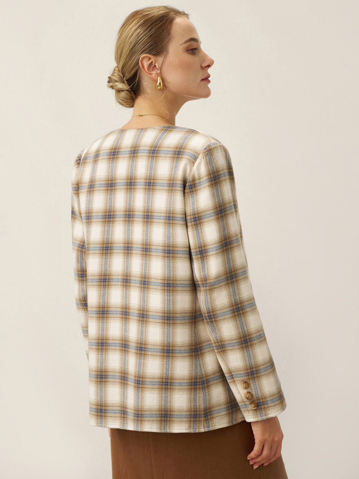 Linen Reversible Denim Texture V-Neck Jacket ELLIE
