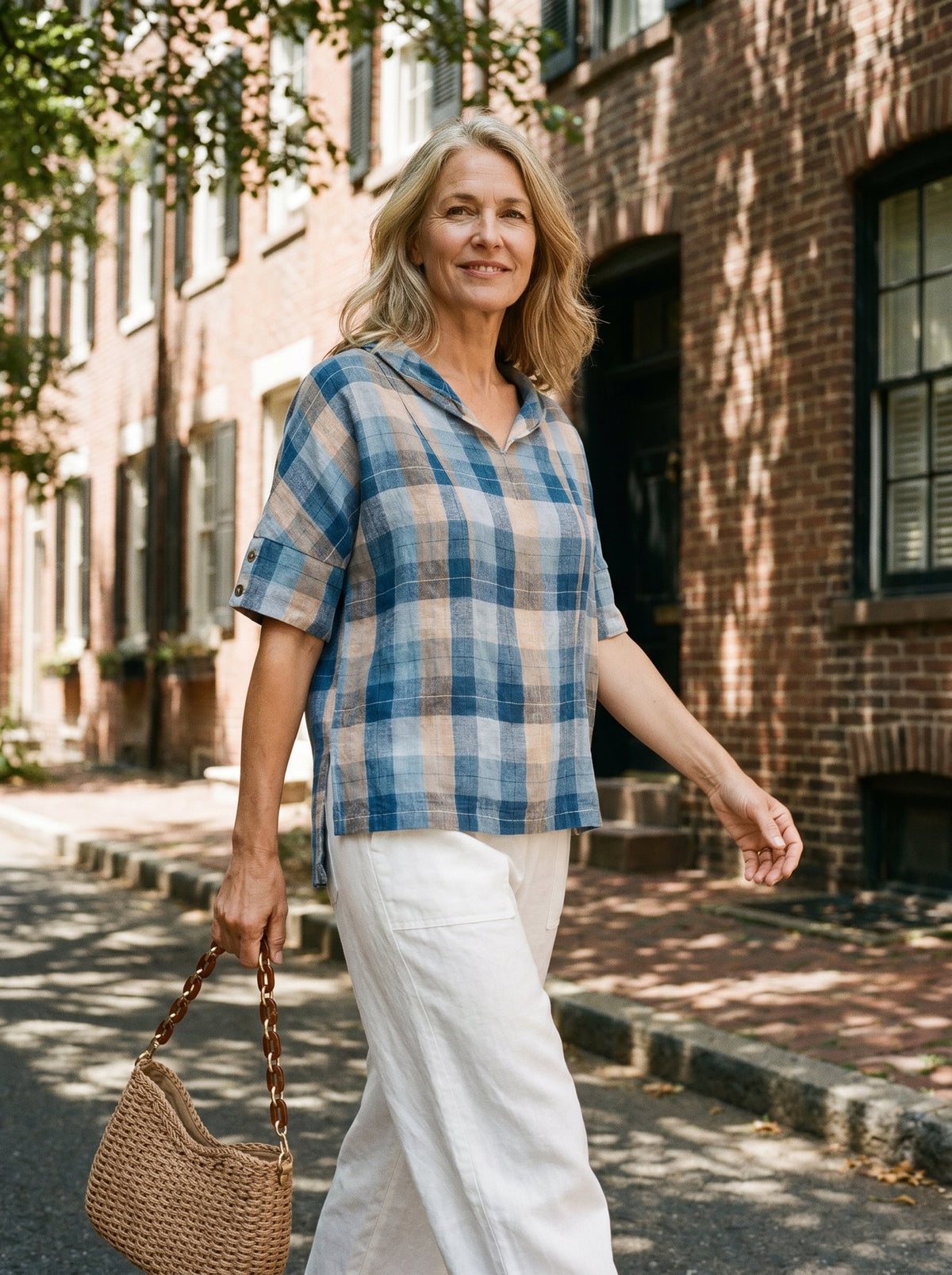 Linen V-Neck Short-Sleeve Shirt SIERRA