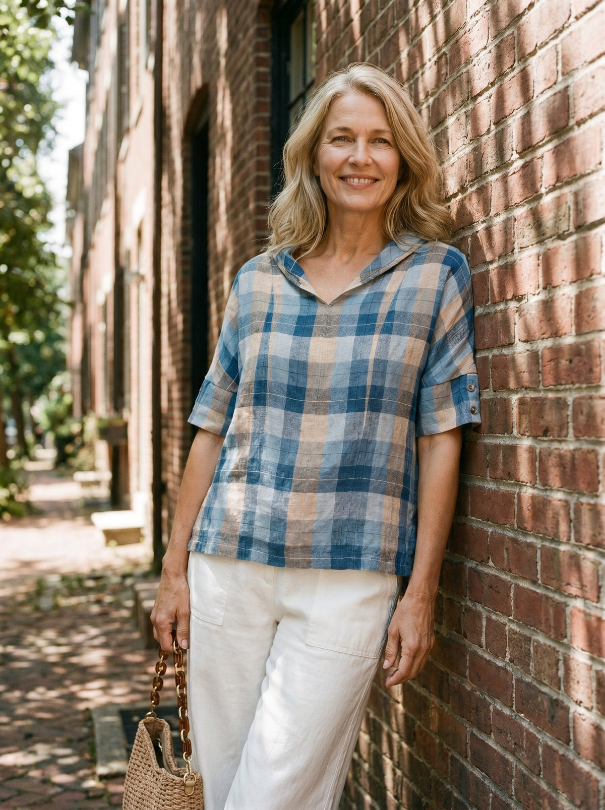 Linen V-Neck Short-Sleeve Shirt SIERRA