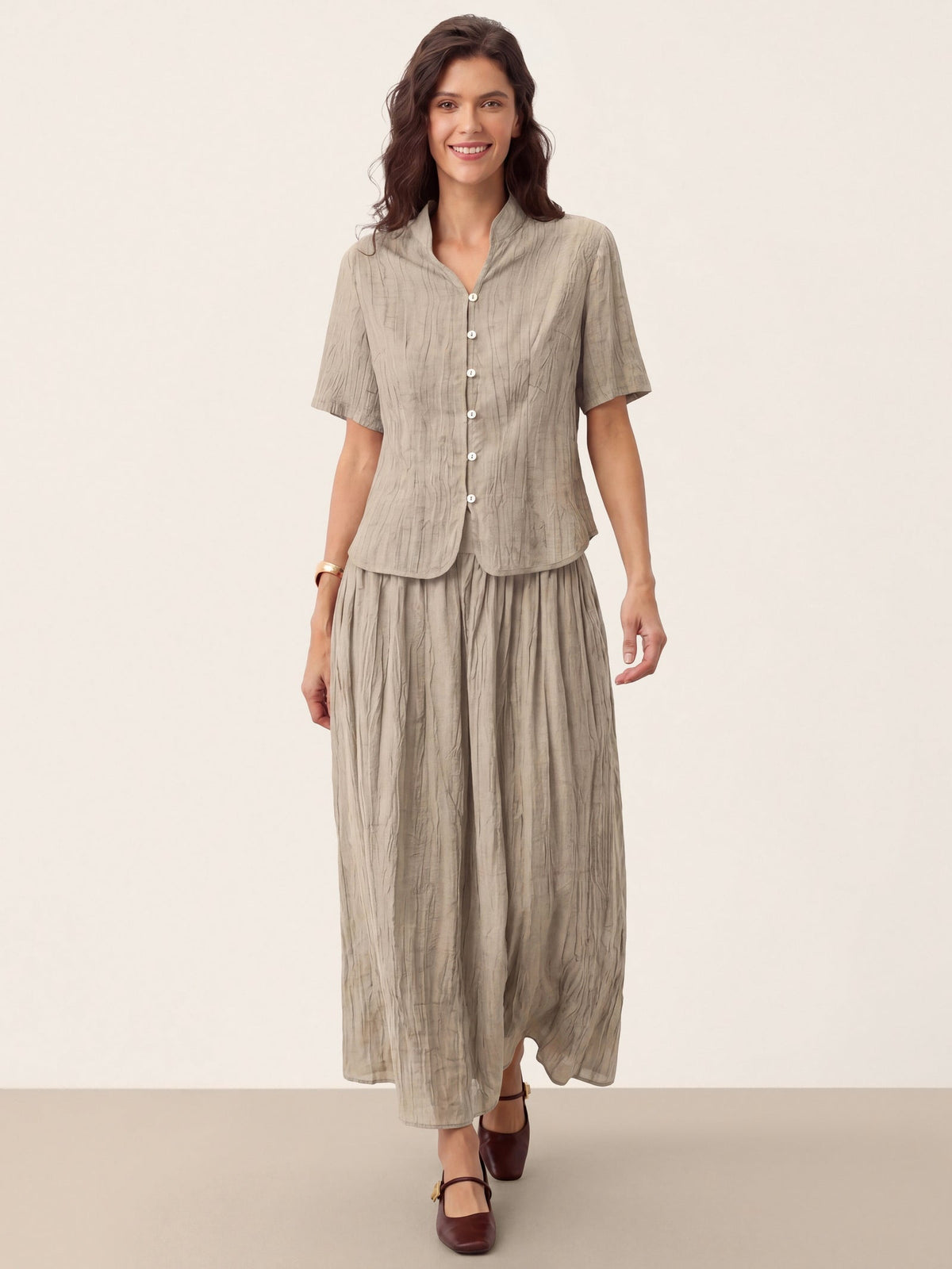 Lyocell Textured Stand Collar Shirt Jacket PHILIPPA