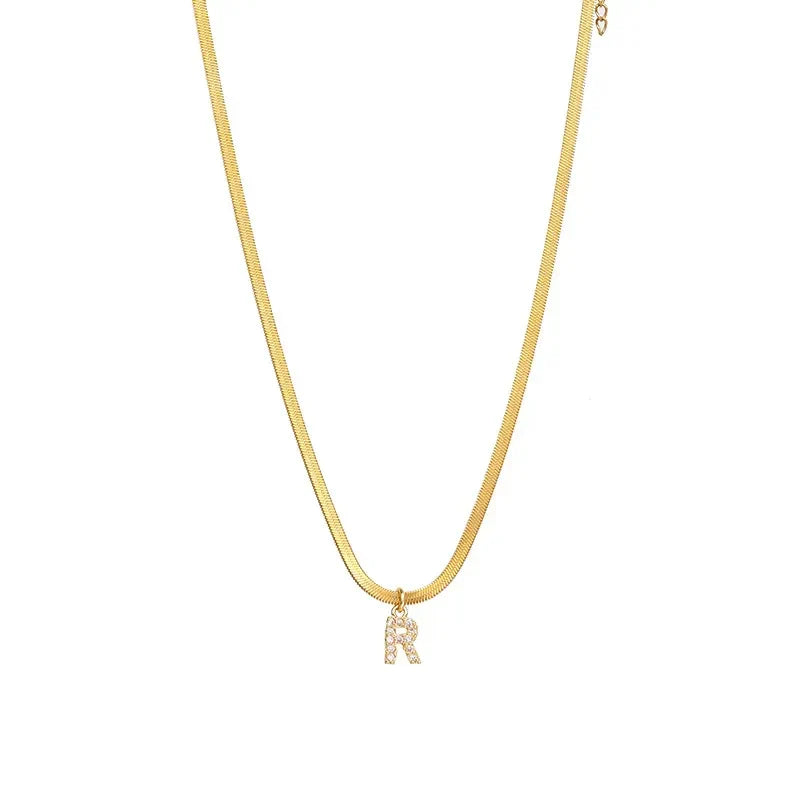 Melly® Diamond Initial Herringbone Necklace (Bundle)