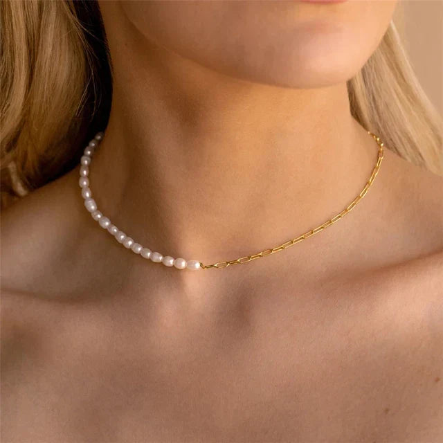 Rhoni Paper Clip Pearl Necklace (Bundle)