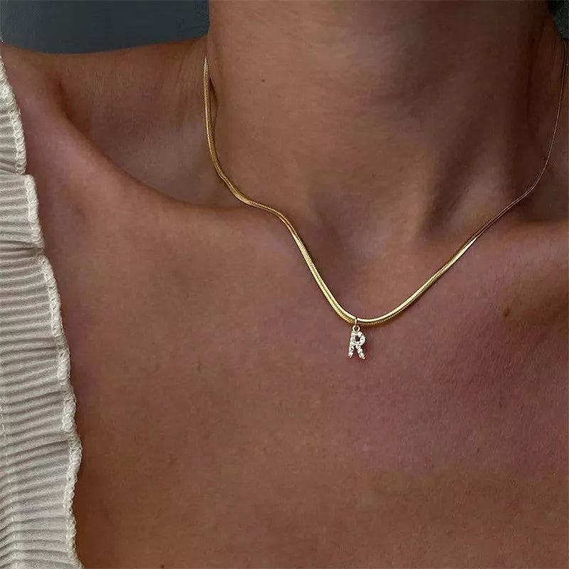 Melly® Diamond Initial Herringbone Necklace (Bundle)