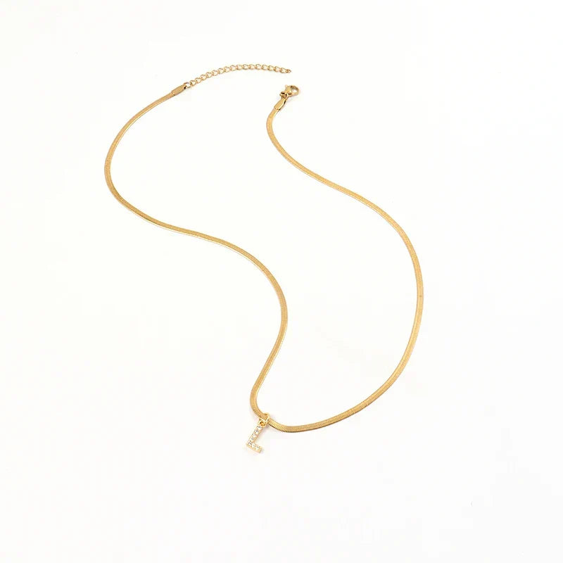 Melly® Diamond Initial Herringbone Necklace (Bundle)