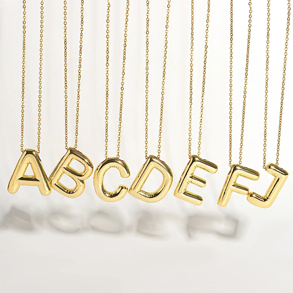Bubble Letter Initial Necklace (Bundle)