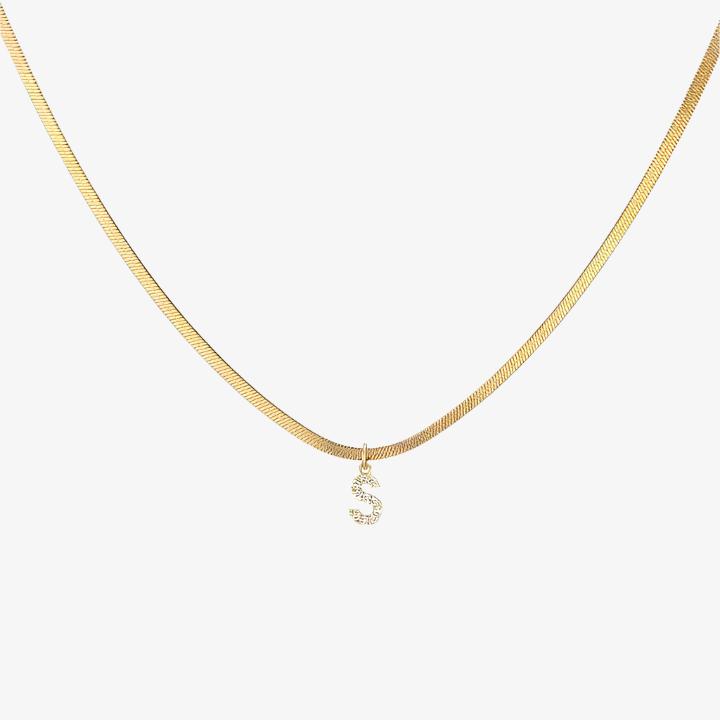 Melly® Diamond Initial Herringbone Necklace (Bundle)
