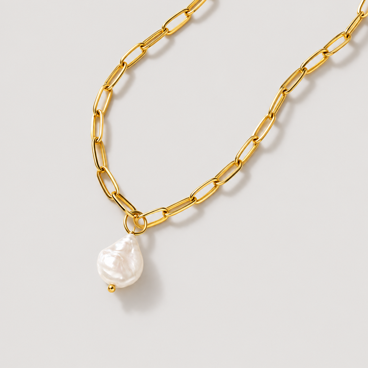 Hanalei Pearl Coin Paperclip Necklace (Bundle)