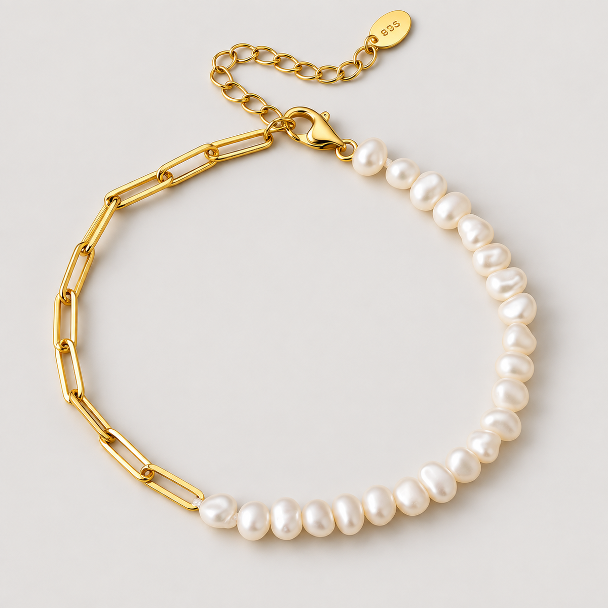Rhoni Paper Clip Pearl Bracelet (Bundle)