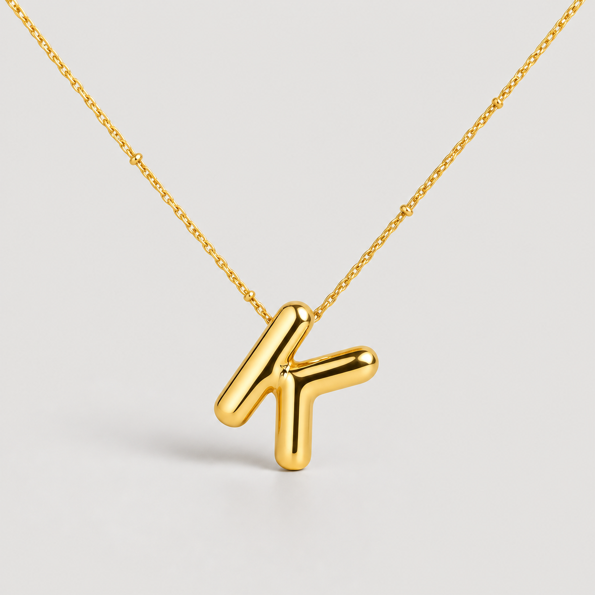 Bubble Letter Initial Necklace (Bundle)