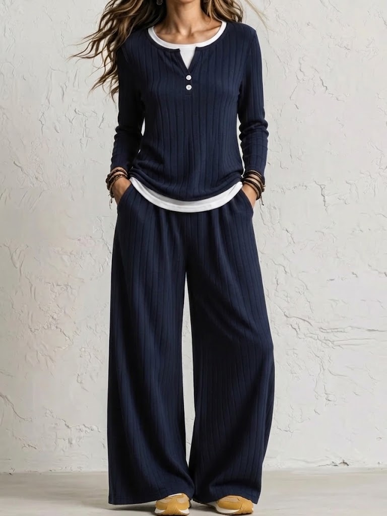 Cozy -Women's Comfortable, Casual Long-sleeve Top And Pants Loungewear Set