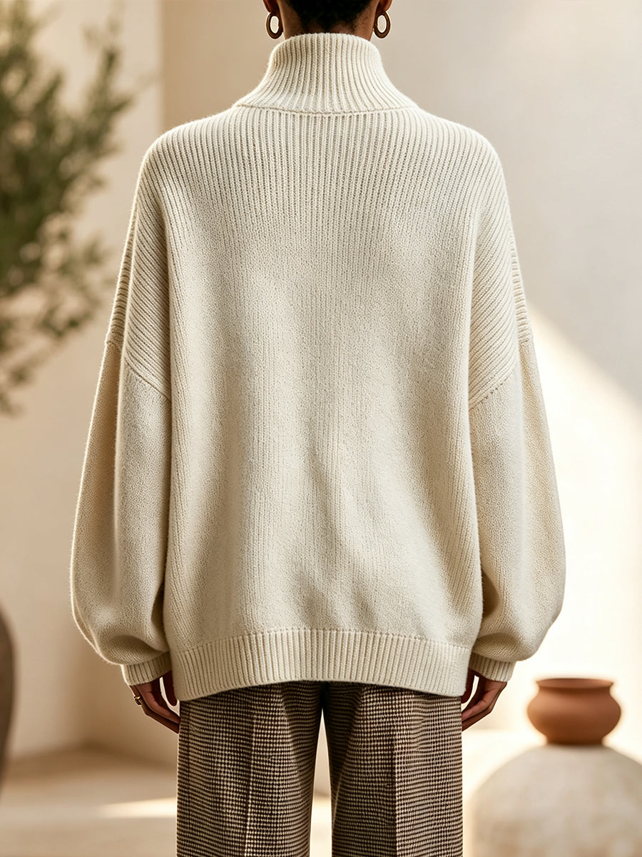 Casual And Cozy Horse-patterned Turtleneck Knit Top