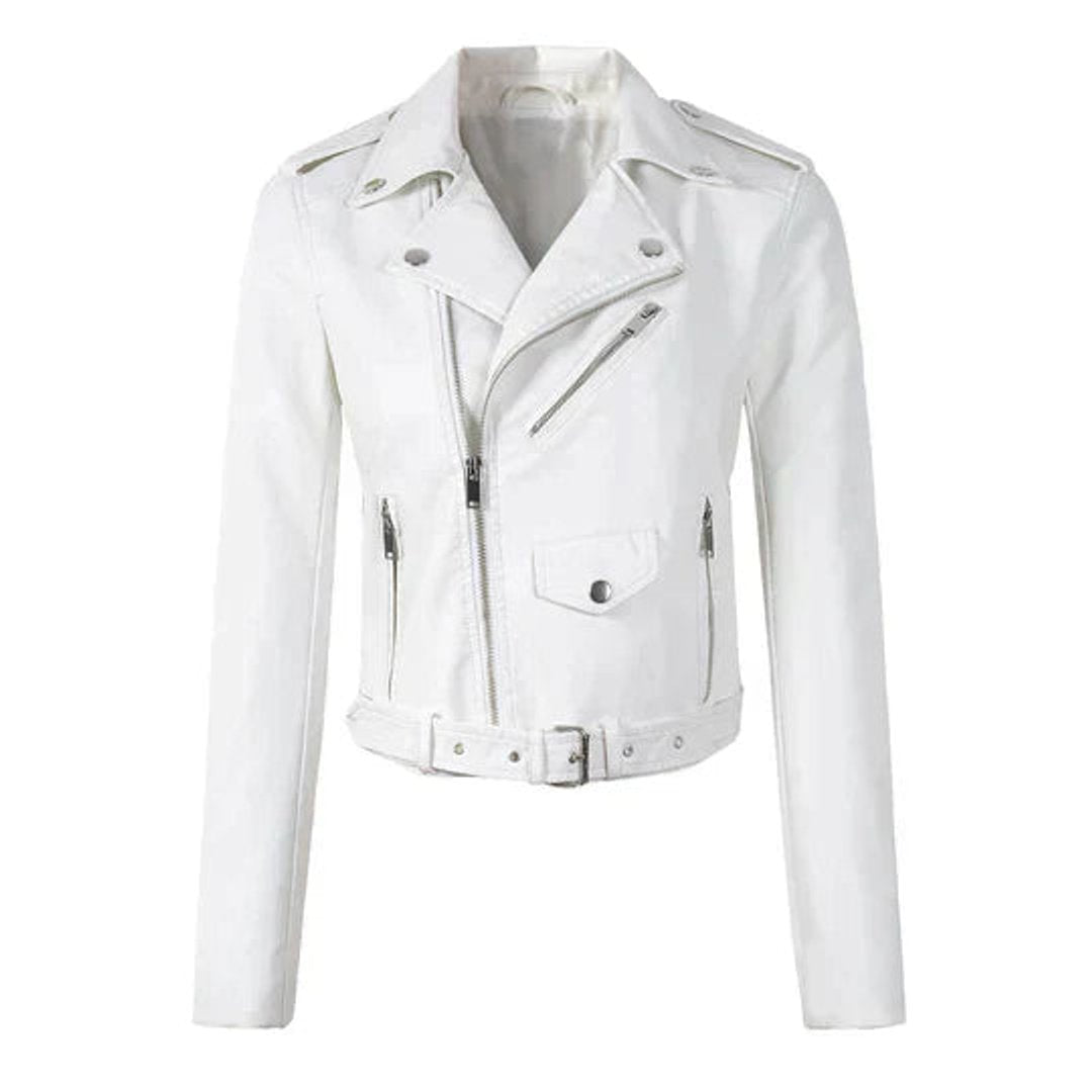 Juliet | Cropped Belted Biker Jacket